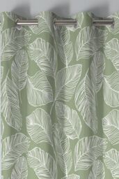 Fusion 'Matteo' 100% Cotton Light Filtering Pair of Eyelet Curtains in Green - Size: 229 cm width x 229 cm drop - thumbnail 2