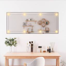 Berkfield Home Wall Mirror with LED Lights 40x100 cm Glass Rectangle in Silver - thumbnail 3