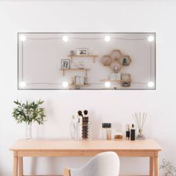 Berkfield Home Wall Mirror with LED Lights 40x100 cm Glass Rectangle in Silver