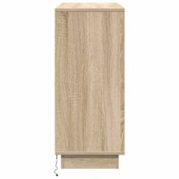Berkfield Home LED Sideboard in Sonoma Oak - 90x32x75 cm - Engineered Wood in Beige - Size: 90 x 32 x 75 cm - thumbnail 9