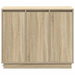 Berkfield Home LED Sideboard in Sonoma Oak - 90x32x75 cm - Engineered Wood in Beige - Size: 90 x 32 x 75 cm - thumbnail 8