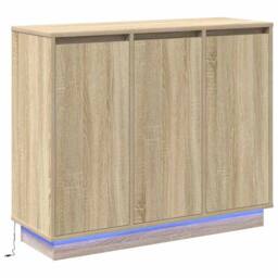 Berkfield Home LED Sideboard in Sonoma Oak - 90x32x75 cm - Engineered Wood in Beige - Size: 90 x 32 x 75 cm - thumbnail 1