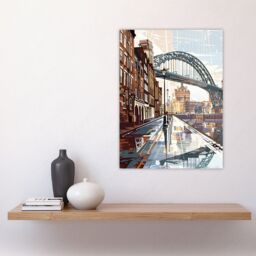 "Artery8 Newcastle Tyne Bridge Abstract Cityscape England Wall Art Print in Brown - Size: W24"" x H32""" - thumbnail 4