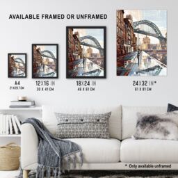 "Artery8 Newcastle Tyne Bridge Abstract Cityscape England Wall Art Print in Brown - Size: W24"" x H32""" - thumbnail 3