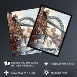 "Artery8 Newcastle Tyne Bridge Abstract Cityscape England Wall Art Print in Brown - Size: W24"" x H32""" - thumbnail 2