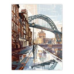"Artery8 Newcastle Tyne Bridge Abstract Cityscape England Wall Art Print in Brown - Size: W24"" x H32""" - thumbnail 1