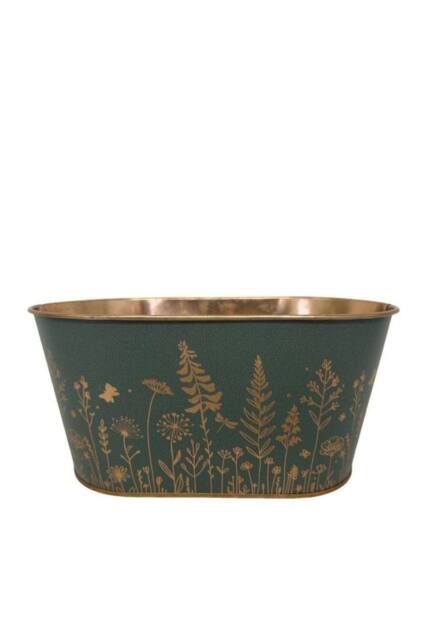 KDMD Dark Green Wild Flowers Oval Zinc Planter 2 Pack - image 1