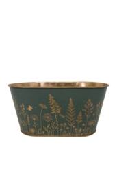 KDMD Dark Green Wild Flowers Oval Zinc Planter 2 Pack - thumbnail 2
