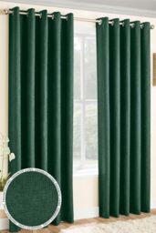 Enhanced Living 'Vogue' Green Eyelet Thermal Noise Reducing Dim Out Curtains Pair in Dark Green - Size: 229 cm width x 183 cm drop - thumbnail 1