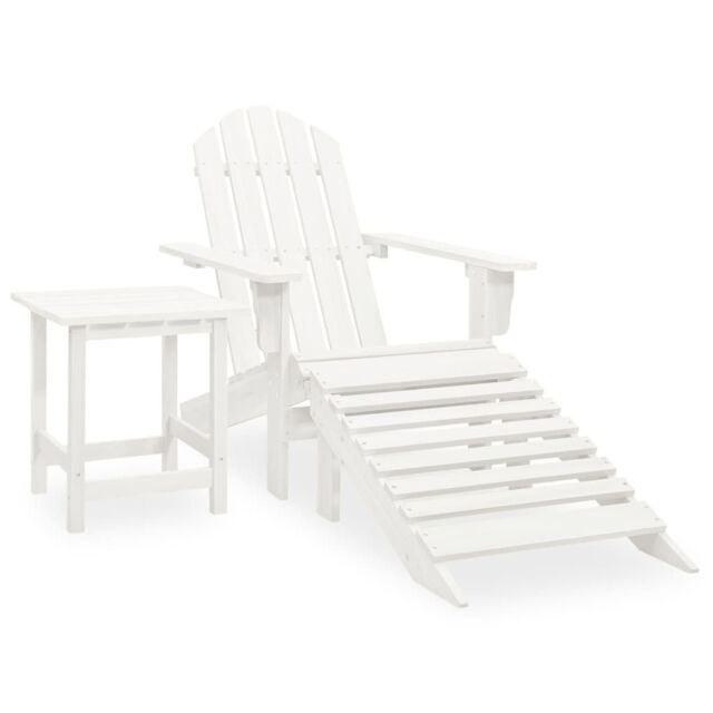 Berkfield Home Garden Adirondack Chair with Ottoman&Table Solid Fir Wood White - image 1