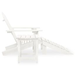 Berkfield Home Garden Adirondack Chair with Ottoman&Table Solid Fir Wood White - thumbnail 3