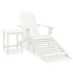 Berkfield Home Garden Adirondack Chair with Ottoman&Table Solid Fir Wood White