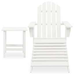 Berkfield Home Garden Adirondack Chair with Ottoman&Table Solid Fir Wood White - thumbnail 2