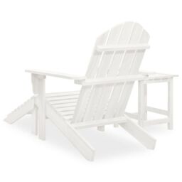 Berkfield Home Garden Adirondack Chair with Ottoman&Table Solid Fir Wood White - thumbnail 4