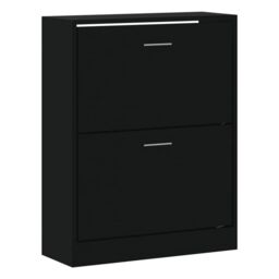 Berkfield Home Shoe Cabinet Black 63x24x81 cm Engineered Wood - Size: 63 x 24 x 81 cm - thumbnail 3