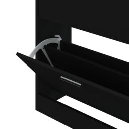 Berkfield Home Shoe Cabinet Black 63x24x81 cm Engineered Wood - Size: 63 x 24 x 81 cm - thumbnail 6