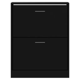 Berkfield Home Shoe Cabinet Black 63x24x81 cm Engineered Wood - Size: 63 x 24 x 81 cm - thumbnail 4