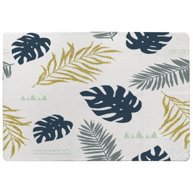 Benjamin Tate Design Gold Glitter & Navy Leaves Rug in Natural - Size: Large - image 1