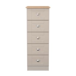 Ready Assembled 2 U Cumbria 5 Drawer Bedside Cabinet (Ready Assembled) in Taupe - Size: Medium - thumbnail 2