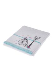 Homescapes Turkish Cotton Embroidered Bicycle White Towel - thumbnail 3