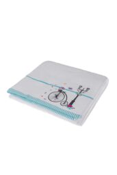 Homescapes Turkish Cotton Embroidered Bicycle White Towel - thumbnail 4