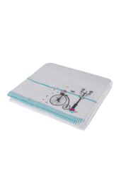 Homescapes Turkish Cotton Embroidered Bicycle White Towel - thumbnail 5