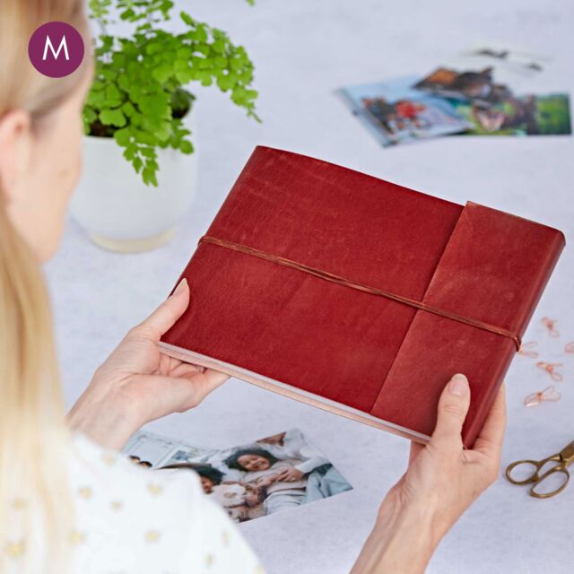 Paper High Distressed Leather Photo Album in Burgundy - Size: Medium - image 1