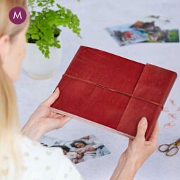 Paper High Distressed Leather Photo Album in Burgundy - Size: Medium