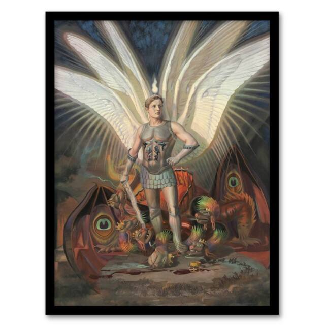 Artery8 Wasastjerna Archangel Michael Defeating the Dragon Framed Art Print - Size: A4 - image 1