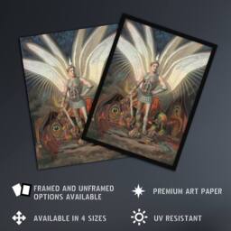 Artery8 Wasastjerna Archangel Michael Defeating the Dragon Framed Art Print - Size: A4 - thumbnail 2