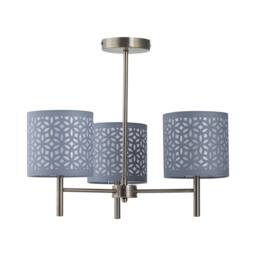 First Choice Lighting Brea - Antique Brass 3 Light Fitting with Grey Cut Out Shades in Gold