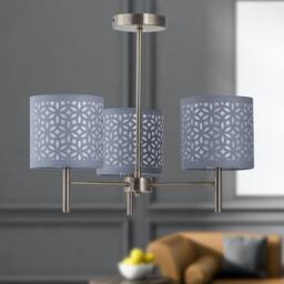 First Choice Lighting Brea - Antique Brass 3 Light Fitting with Grey Cut Out Shades in Gold - thumbnail 3