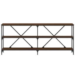 Berkfield Home Console Table Brown Oak 180x30x75 cm Engineered Wood & Iron - Size: 180 x 30 x 75 cm - thumbnail 4