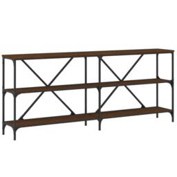 Berkfield Home Console Table Brown Oak 180x30x75 cm Engineered Wood & Iron - Size: 180 x 30 x 75 cm - thumbnail 1
