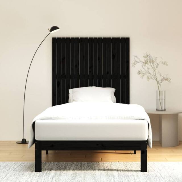 Berkfield Home Wall Headboard Black 108x3x110 cm Solid Wood Pine - Size: 108 x 3 x 110 cm - image 1
