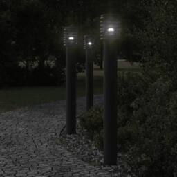 Berkfield Home Outdoor Floor Lamps with Outlet 3pcs Black 110cm Stainless Steel