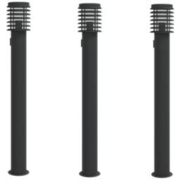 Berkfield Home Outdoor Floor Lamps with Outlet 3pcs Black 110cm Stainless Steel - thumbnail 2