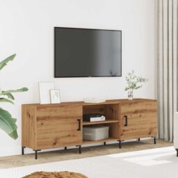 Berkfield Home TV Cabinet Artisan Oak 150x30x50 cm Engineered Wood in Brown - Size: 150 x 30 x 50 cm - thumbnail 3