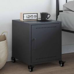 Berkfield Home Bedside Cabinet Anthracite 36x39x43.5 cm Steel in Charcoal - thumbnail 2