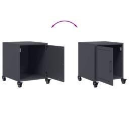 Berkfield Home Bedside Cabinet Anthracite 36x39x43.5 cm Steel in Charcoal - thumbnail 9