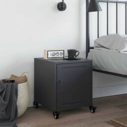 Berkfield Home Bedside Cabinet Anthracite 36x39x43.5 cm Steel in Charcoal - thumbnail 3