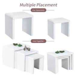 PAWNORA White + white + white Nest of 3 Coffee Tables - thumbnail 3