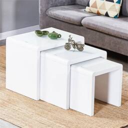 PAWNORA White + white + white Nest of 3 Coffee Tables
