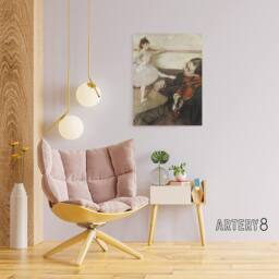 "Artery8 Dance Lesson with Violinist Edgar Degas Vintage Canvas Wall Art in Beige - Size: W18"" x H24""" - thumbnail 3