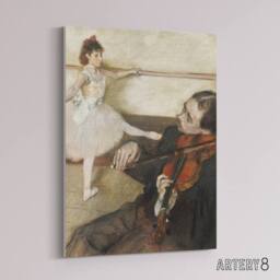 "Artery8 Dance Lesson with Violinist Edgar Degas Vintage Canvas Wall Art in Beige - Size: W18"" x H24""" - thumbnail 2