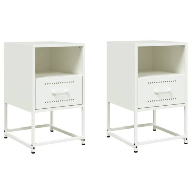 Berkfield Home Bedside Cabinets 2 pcs White 36x39x60.5 cm Steel - image 1