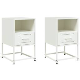 Berkfield Home Bedside Cabinets 2 pcs White 36x39x60.5 cm Steel - thumbnail 1