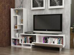 Decorotika Pegai Black & Brown TV Stand TV Unit for TVs up to 50 inch in White - thumbnail 2