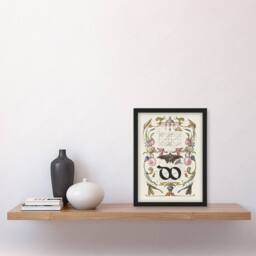 Artery8 Ligature Guide with Butterfly Calligraphy Framed Wall Art Print in White - Size: A4 - thumbnail 4