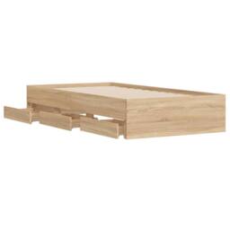 Berkfield Home Bed Frame with Drawers without Mattress Sonoma Oak 100x200 cm in Light Tan - thumbnail 5